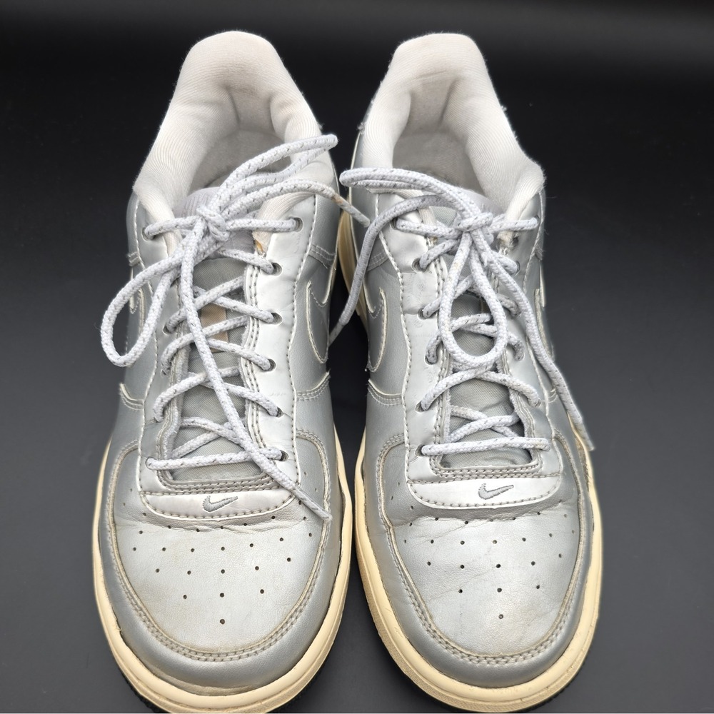 Nike Air Force‎ 1 Liquid Metal Chrome Silver Sneakers 5.5